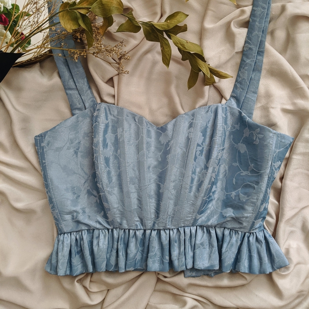 Baby Blue Boned Corset Crop top